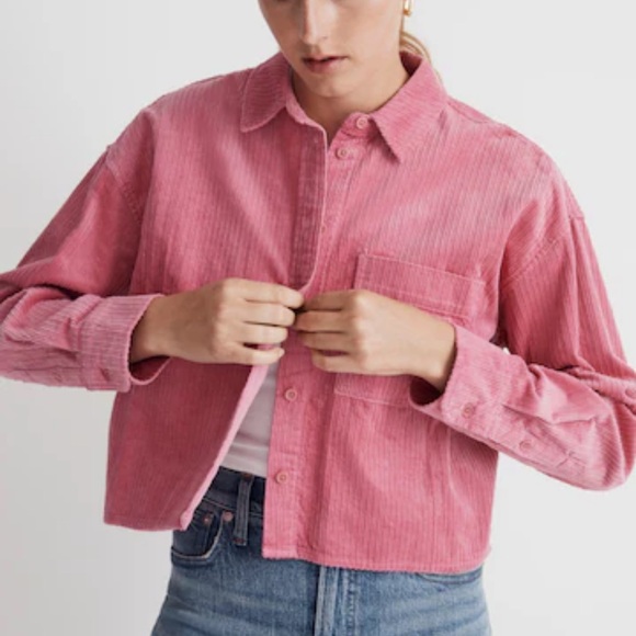 Madewell Tops - Madewell Variegated Corduroy Button-Up Shirt Pink Size XS